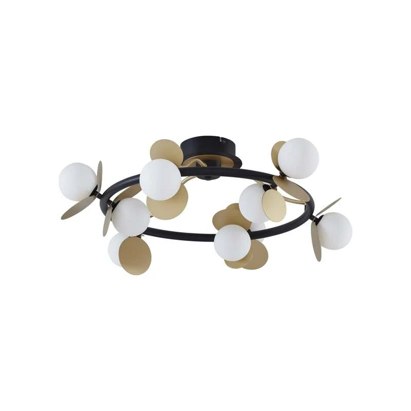 B-Ware Lucande Deckenlampe Pallo LED dimmbar 9-flg schwarz-gold Glas Ø70cm Leuchte