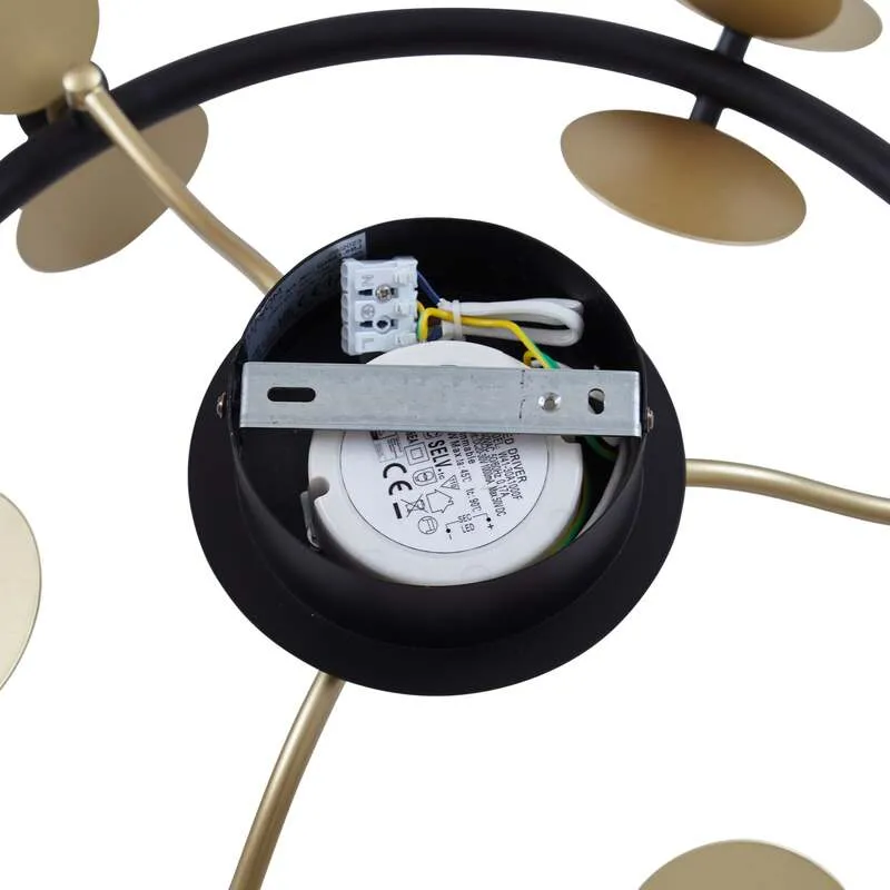 B-Ware Lucande Deckenlampe Pallo LED dimmbar 9-flg schwarz-gold Glas Ø70cm Leuchte