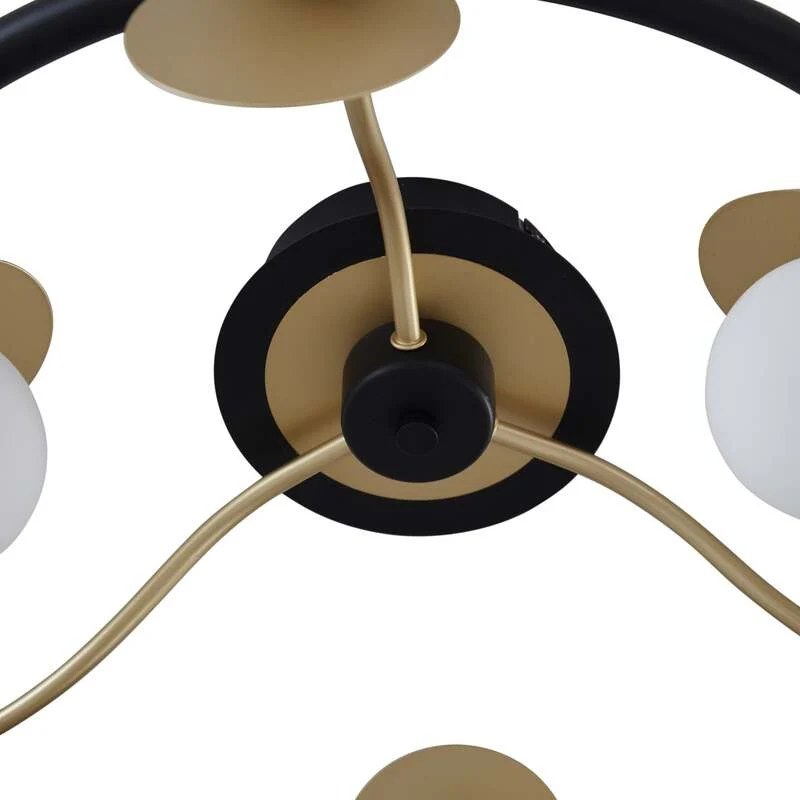 B-Ware Lucande Deckenlampe Pallo LED dimmbar 9-flg schwarz-gold Glas Ø70cm Leuchte