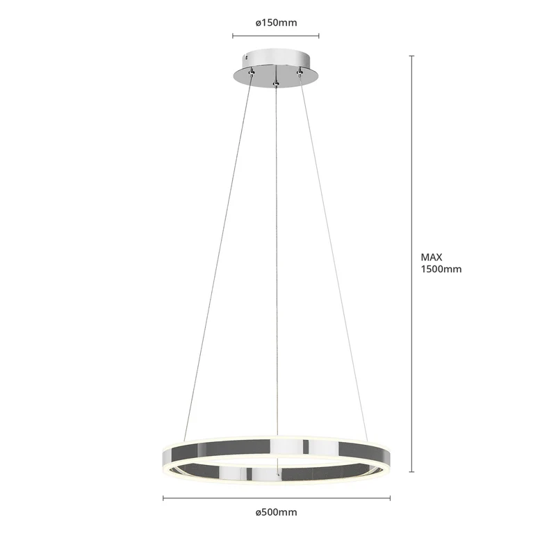 B-Ware Lucande Pendelleuchte Hängelampe LED chrom dimmbar warmweiß Acryl Metall 50 cm