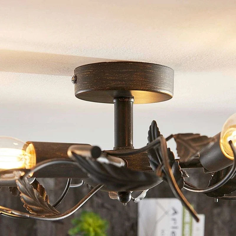 B-Ware Lindby Deckenlampe Hängeleuchte Lampe Leuchte Yos Blattoptik 5-flmg E14 schw592