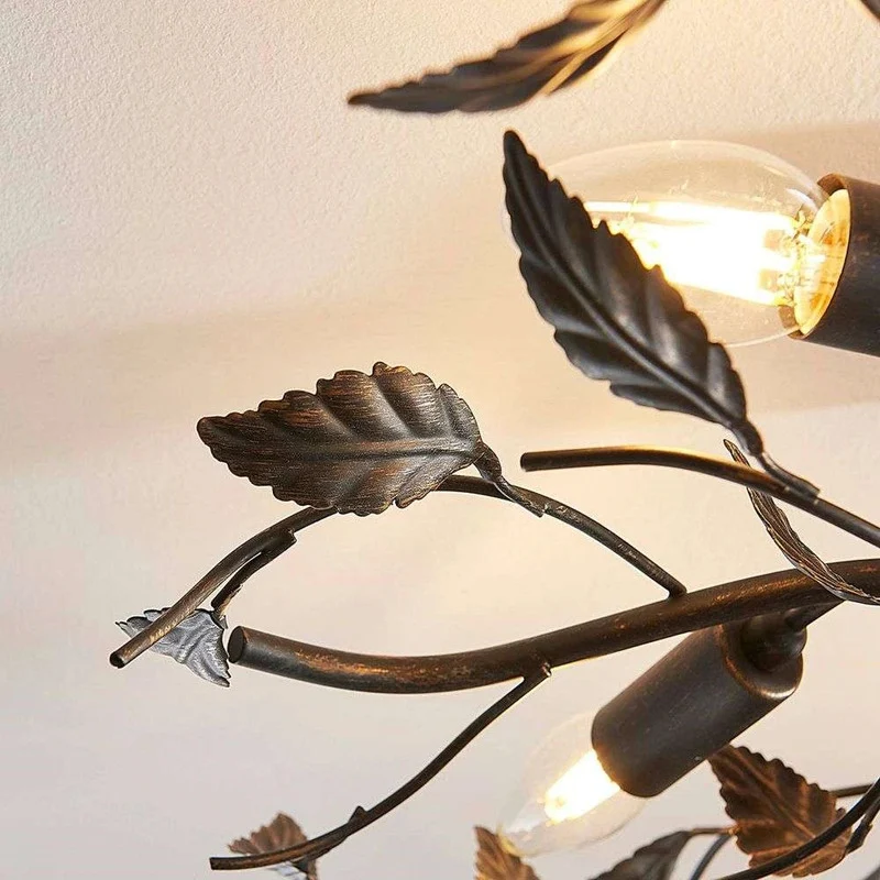 B-Ware Lindby Deckenlampe Hängeleuchte Lampe Leuchte Yos Blattoptik 5-flmg E14 schw592
