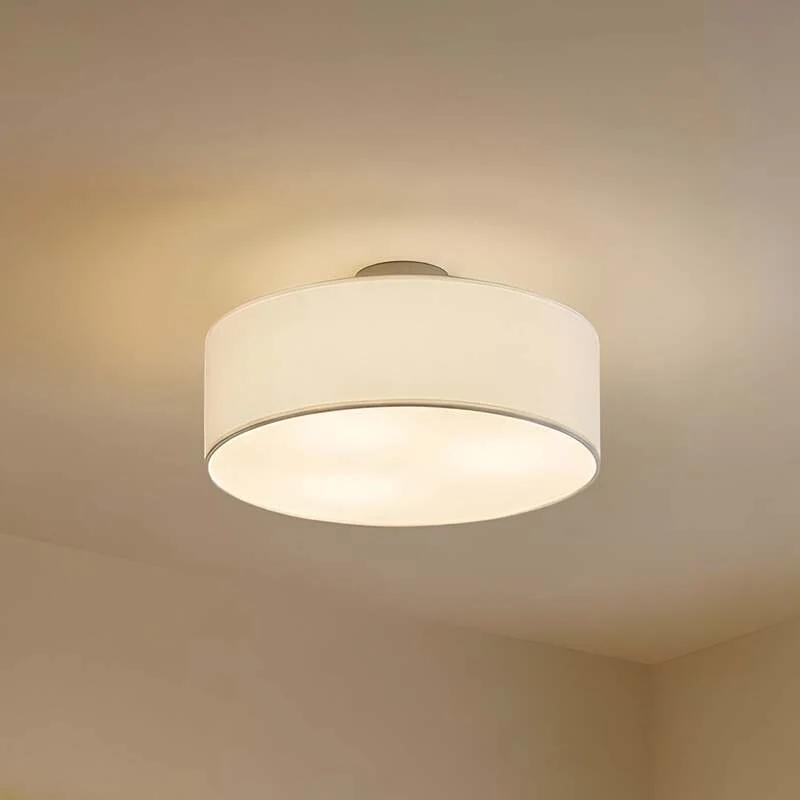 B-Ware Lindby Deckenleuchte Lampe Sebatin LED Leuchte dimmbar weiß Ø40cm Stoff nickel