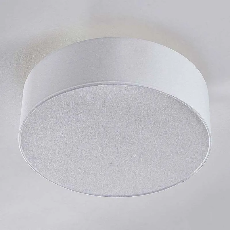 B-Ware Lindby Deckenleuchte Lampe Sebatin LED Leuchte dimmbar weiß Ø40cm Stoff nickel