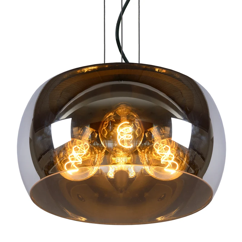B-Ware Lucide Hängeleuchte Pendelleuchte Olivia Glas rauchgrau schwarz E27 LED Ø 40 cm