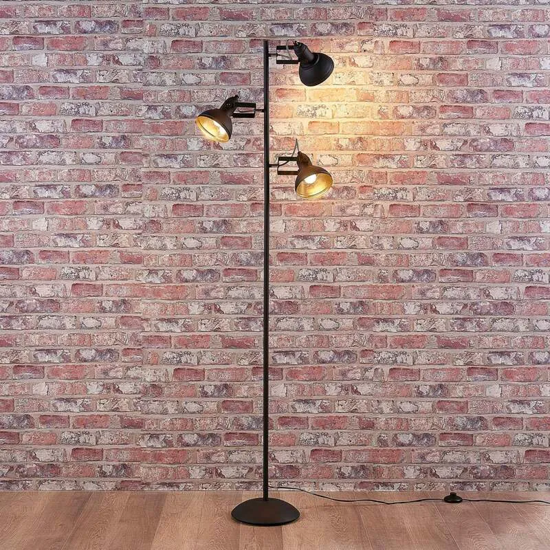 B-Ware Lindby Stehleuchte Lilly LED Stehlampe Lampe schwarz gold 170cm 3-flammig
