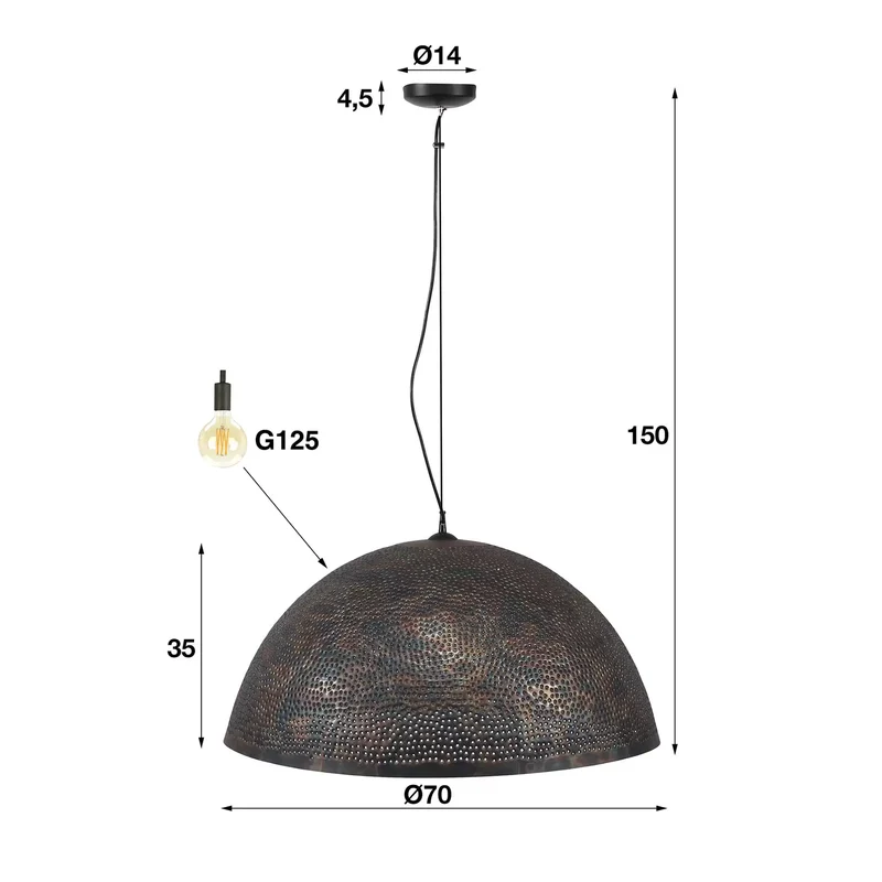 B-Ware Pendelleuchte Punchray aus Metall einflammig Deckenleuchte Hängeleuchte Lampe