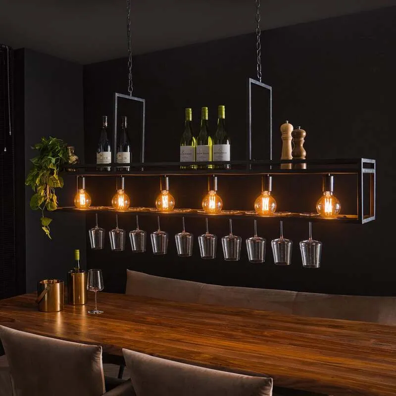 B-Ware Hängeleuchte Dekorla, sechsflammig kohlefarben Hängelampe Lampe Leuchte E27 Spot