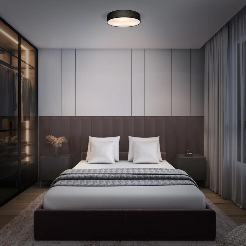 B-Ware OSRAM Deckenleuchte Lampe Leuchte ORBIS PARIS schwarz Textil E27 runde Form