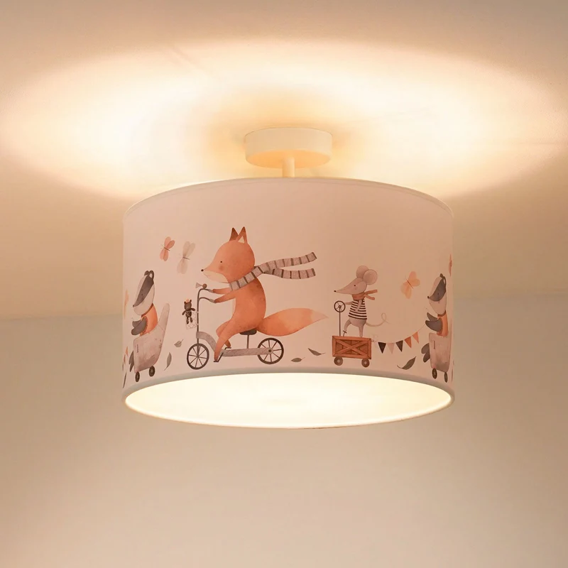 B-Ware Ferdi Deckenleuchte Lampe Kinderzimmer Textil weiß bunt Leuchte Spot Licht