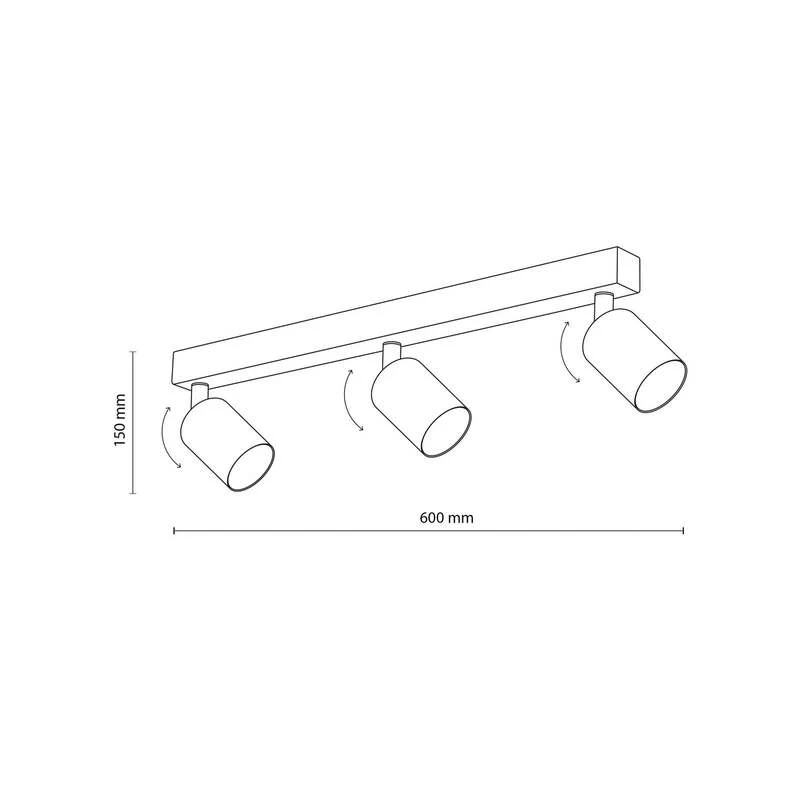 B-Ware TK Lighting Deckenstrahler Top dimmbar 3-flammig GU10 Stahl dunkelbraun 60cm