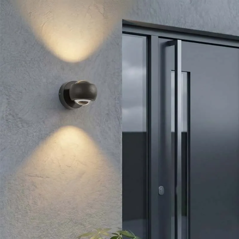 B-Ware Lindby Außenwandleuchte Focra LED Gartenlampe Strahler schwarz IP54 940lm