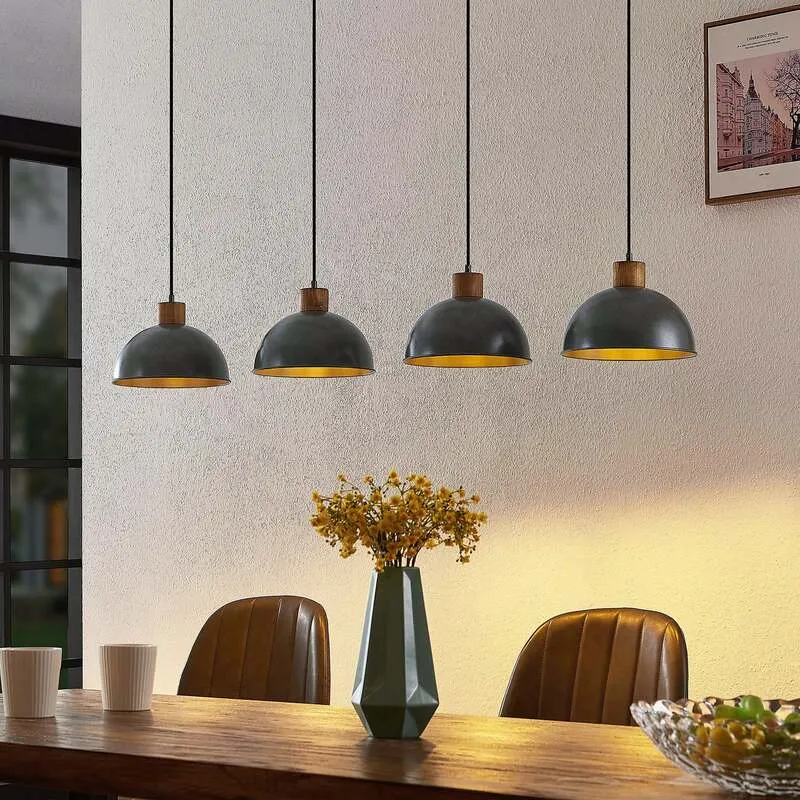 B-Ware Lindby Durbis Hängeleuchte Hängelampe Lampe Leuchte 4-flmg. E27 natur dunkelgrau