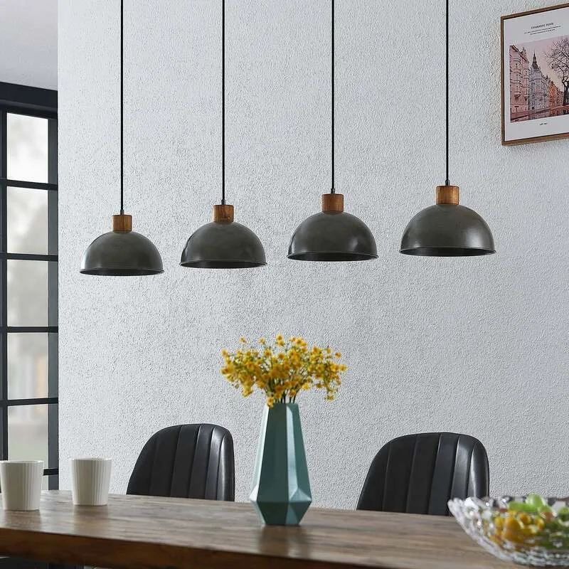 B-Ware Lindby Durbis Hängeleuchte Hängelampe Lampe Leuchte 4-flmg. E27 natur dunkelgrau