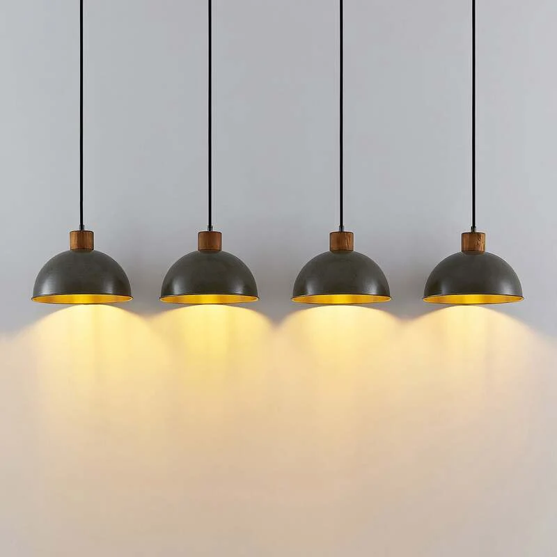 B-Ware Lindby Durbis Hängeleuchte Hängelampe Lampe Leuchte 4-flmg. E27 natur dunkelgrau