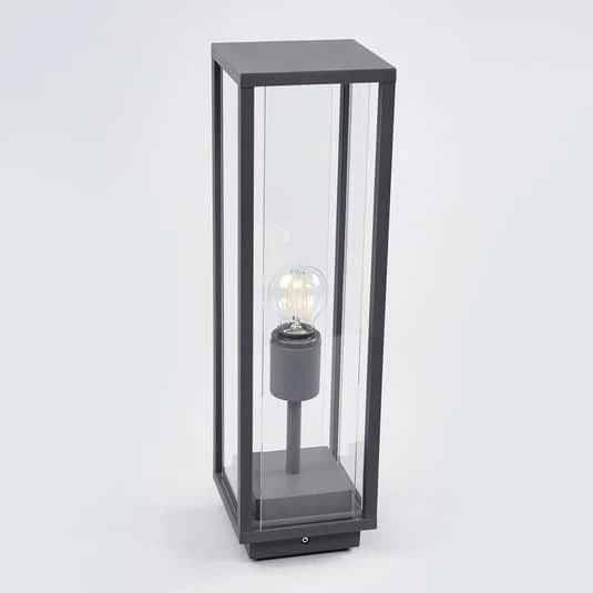 B-Ware Lucande Gläserne Sockellampe Lampe Leuchte Wegleuchte Garten Annalea, grafitg524