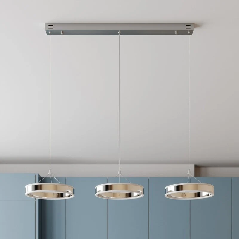 B-Ware Lucande Pendelleuchte Hängeleuchte LED Chrom Lyani dimmbar Esszimmerlampe848