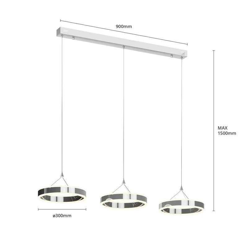 B-Ware Lucande Pendelleuchte Hängeleuchte LED Chrom Lyani dimmbar Esszimmerlampe848