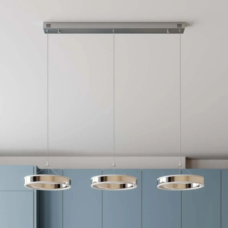 B-Ware Lucande Pendelleuchte Hängeleuchte LED Chrom Lyani dimmbar Esszimmerlampe848
