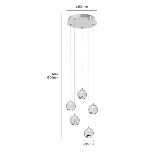 B-Ware Lucande Pendelleuchte Hängelampe LED Glas Chrom Wohnbereich Tischbeleuchtung