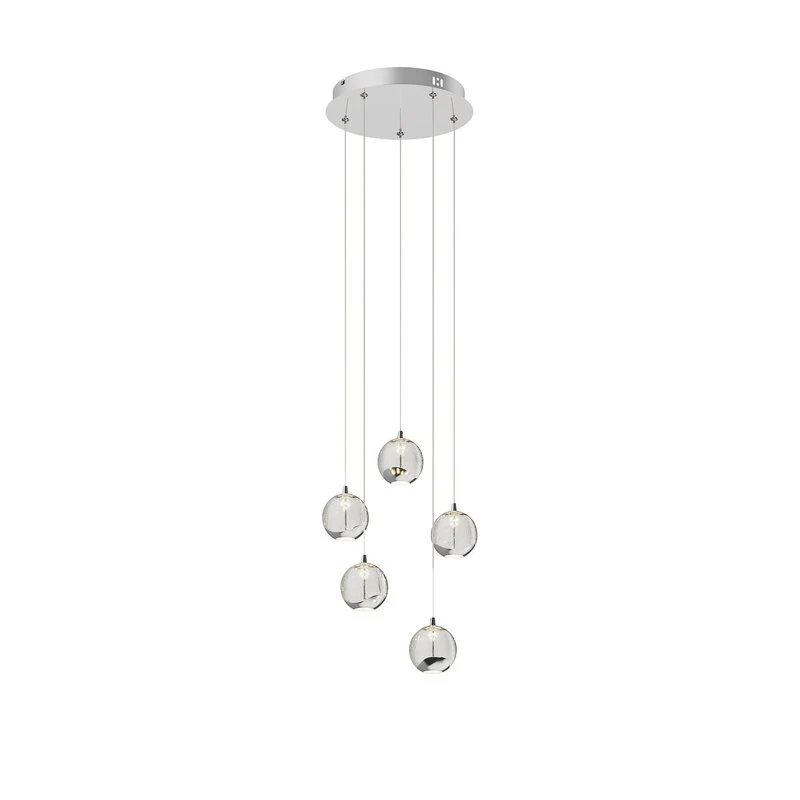B-Ware Lucande Pendelleuchte Hängelampe LED Glas Chrom Wohnbereich Tischbeleuchtung