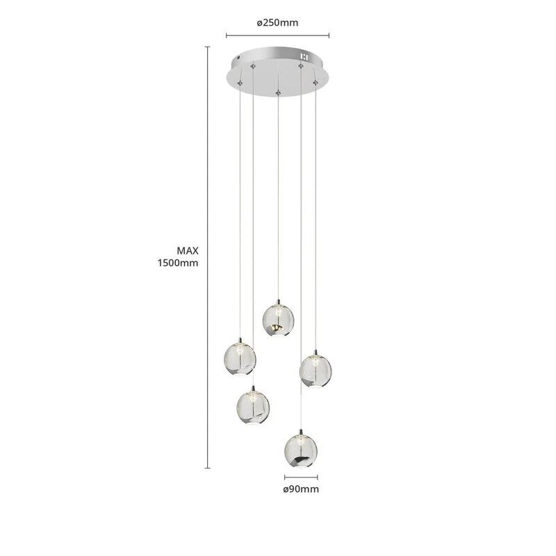 B-Ware Lucande Pendelleuchte Hängelampe LED Glas Chrom Wohnbereich Tischbeleuchtung