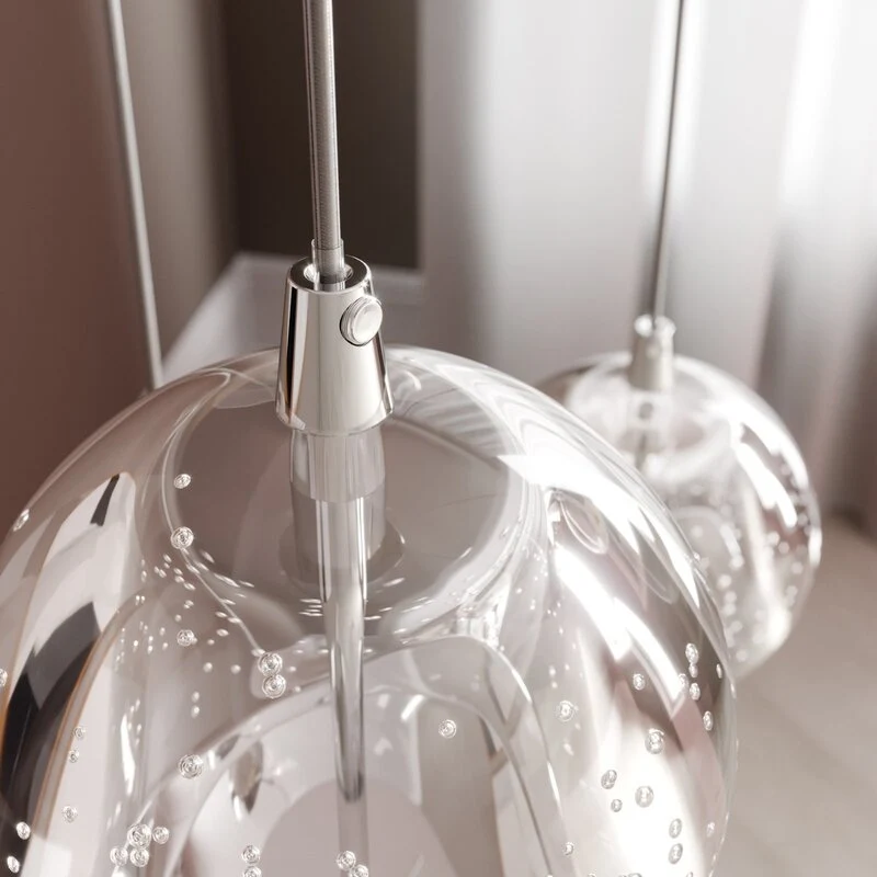 B-Ware Lucande Pendelleuchte Hängelampe LED Glas Chrom Wohnbereich Tischbeleuchtung