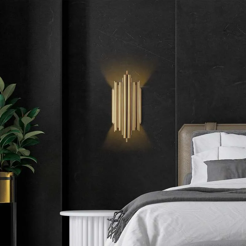 B-Ware Opviq Wandleuchte Reis 13341 LED Wandlampe dimmbar goldfarben Metall 50cm
