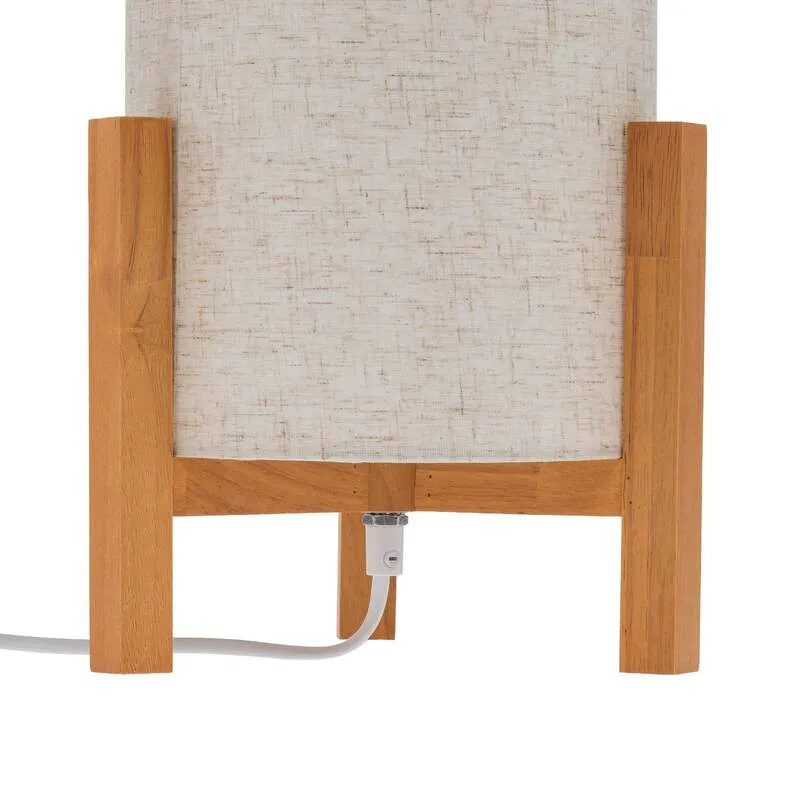 B-Ware Näve Tischleuchte 3193 Tischlampe Tischlicht Leuchte Holz Leinentextil Höhe 32cm
