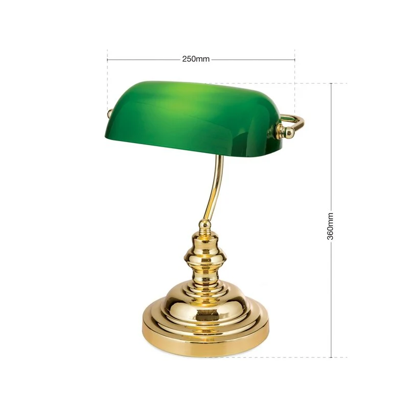 B-Ware Orion Tischlampe Onella Schreibtischlampe Büroleuchte im Banker-Stil E27 grün