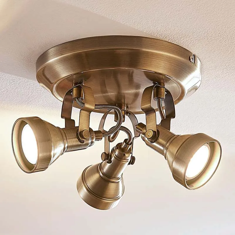 B-Ware Lindby Deckenlampe Perseas LED Lampe Leuchte dimmbar altmessing Ø22cm 3-flg