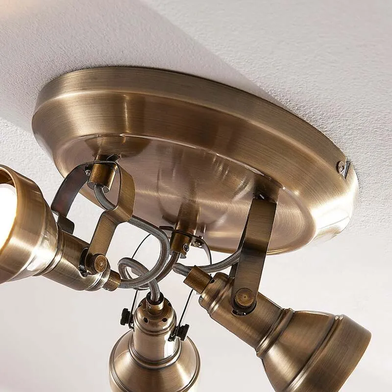 B-Ware Lindby Deckenlampe Perseas LED Lampe Leuchte dimmbar altmessing Ø22cm 3-flg