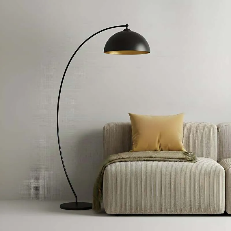 B-Ware Lindby Stehleuchte Jonera LED Bogenlampe Lampe schwarz gold 185cm Höhe 45cm