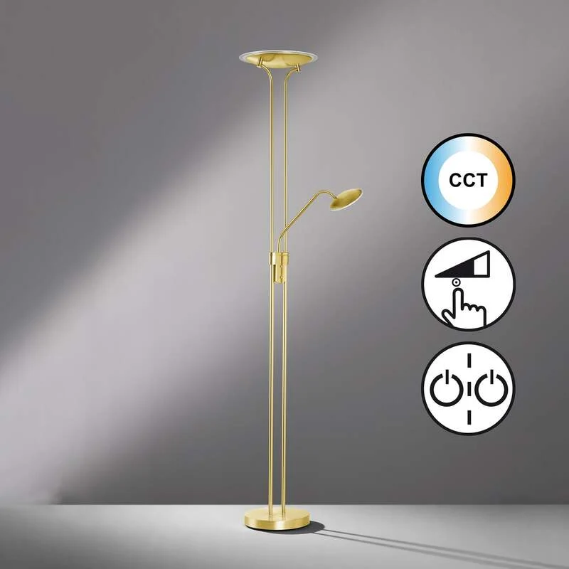 B-Ware FISCHER & HONSEL Stehlampe Standleuchte LED messing Leselampe dimmer cct