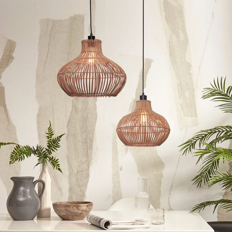B-Ware GOOD & MOJO Hängelampe Kalahari LED Hängeleuchte Lampe Rattan natur Ø32cm E27