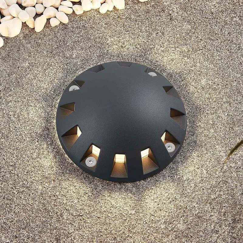 B-Ware Lindby LED-Bodenstrahler Emiro Gartenleuchte Außenleuchte dunkelgrau IP67 15cm