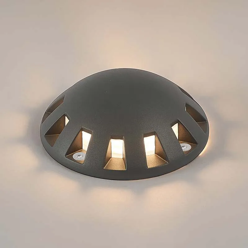 B-Ware Lindby LED-Bodenstrahler Emiro Gartenleuchte Außenleuchte dunkelgrau IP67 15cm