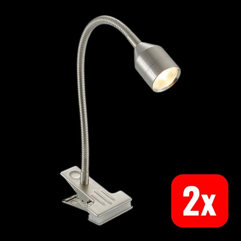 B-Ware Lindby LED-Klemmleuchte Djamila Tischleuchte Lampe höhenverstellbar nickel 39cm