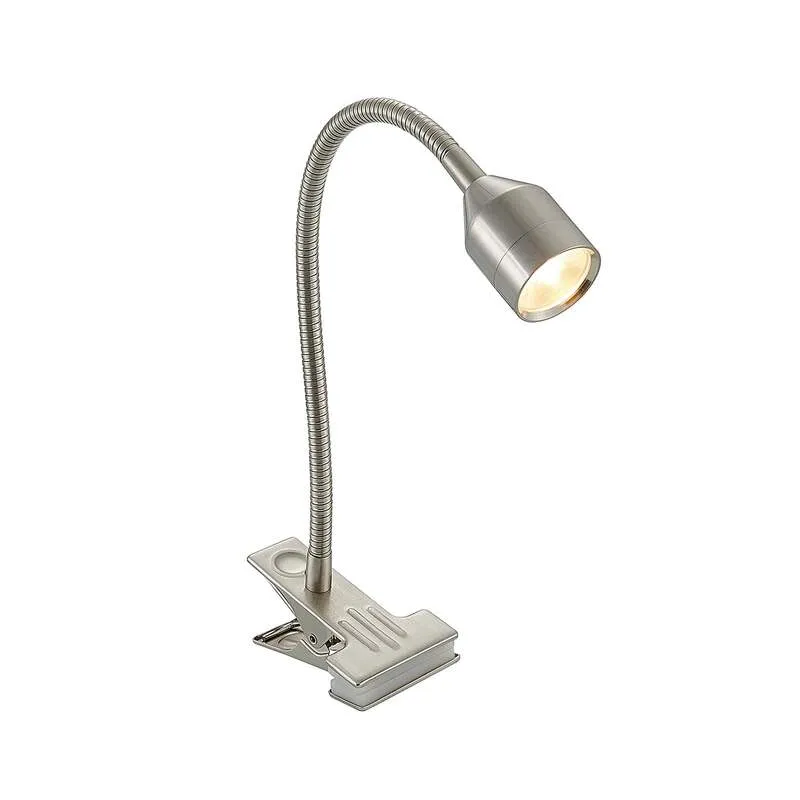 B-Ware Lindby LED-Klemmleuchte Djamila Tischleuchte Lampe höhenverstellbar nickel 39cm