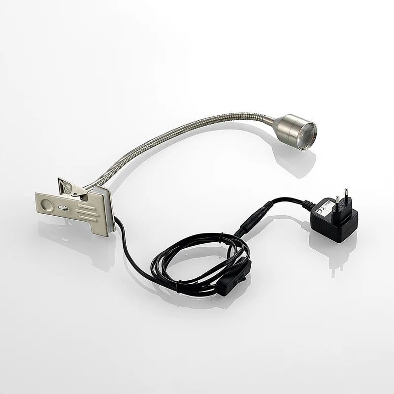 B-Ware Lindby LED-Klemmleuchte Djamila Tischleuchte Lampe höhenverstellbar nickel 39cm