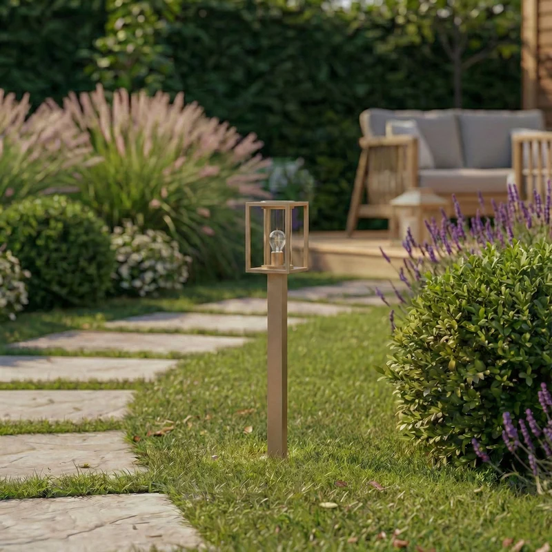 B-Ware Lucande Wegeleuchte Ferda LED Gartenleuchte Pollerleuchte dimmbar braun 100cm