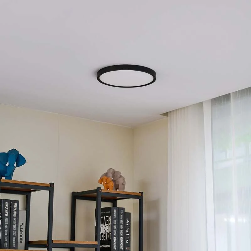 B-Ware Lindby Deckenleuchte Pravin LED Lampe Leuchte schwarz matt Ø30cm warmweiß 3000K