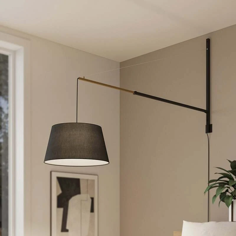 B-Ware Lucande Wandleuchte Beleza LED Wandlampe ausziehbar schwarz gold 150cm Höhe