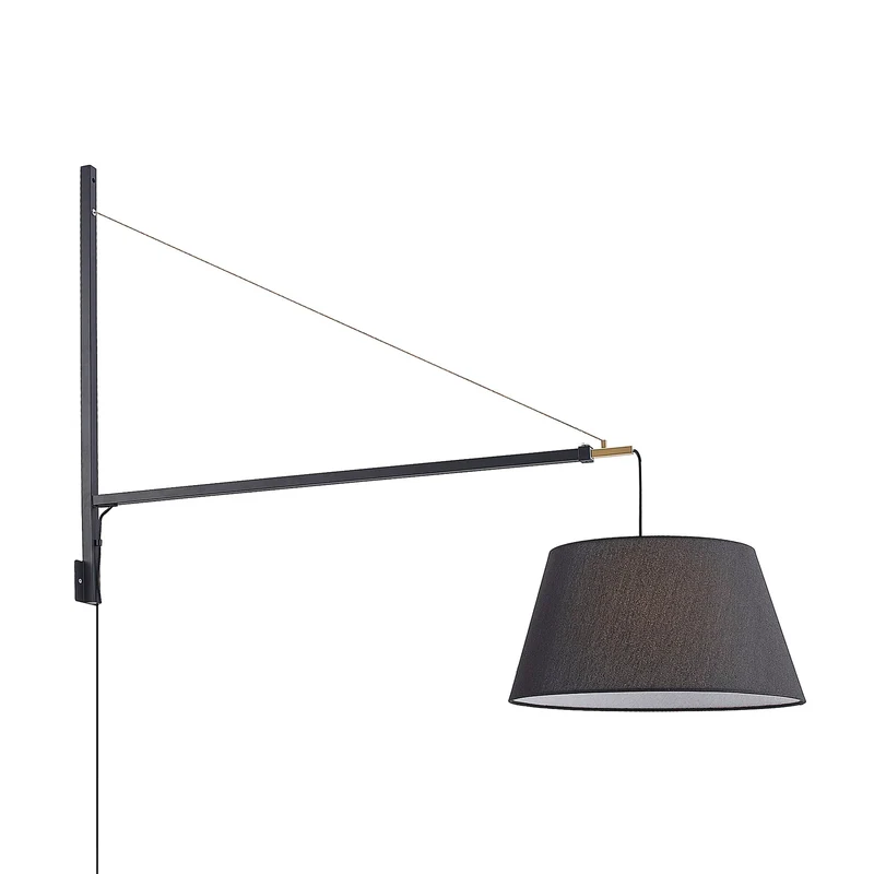 B-Ware Lucande Wandleuchte Beleza LED Wandlampe ausziehbar schwarz gold 150cm Höhe