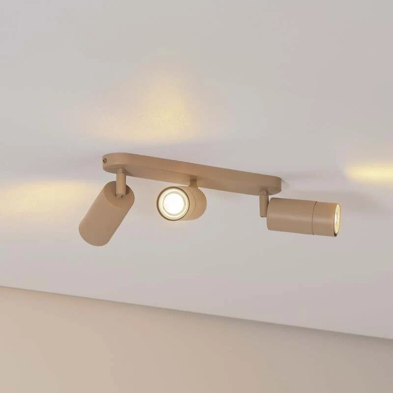 B-Ware Deckenstrahler Link 3-flg LED dimmbar beige Stahl 33cm für Wohnzimmer Leuchte