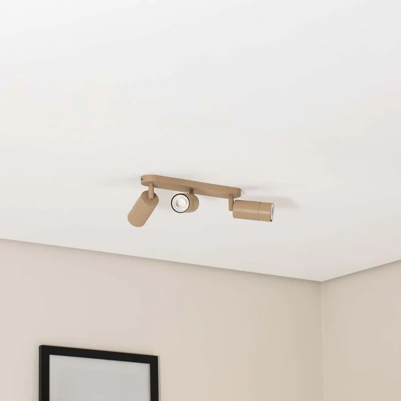 B-Ware Deckenstrahler Link 3-flg LED dimmbar beige Stahl 33cm für Wohnzimmer Leuchte
