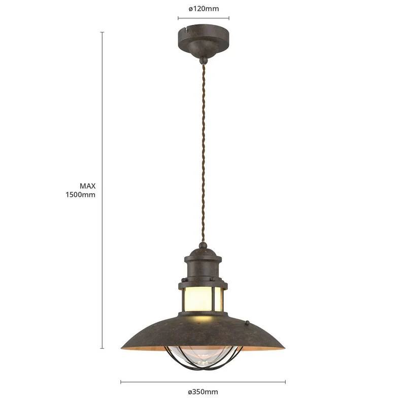 B-Ware Lindby Pendelleuchte Esszimmerlampe Küchenlampe Hängeleuchte E27 braun Rustikal