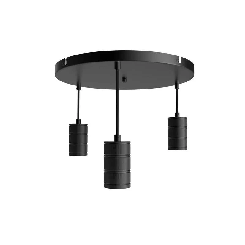 B-Ware Calex Retro Pendelleuchte Hängeleuchte Hängelampe Leuchte rund 3-flg. schwarz