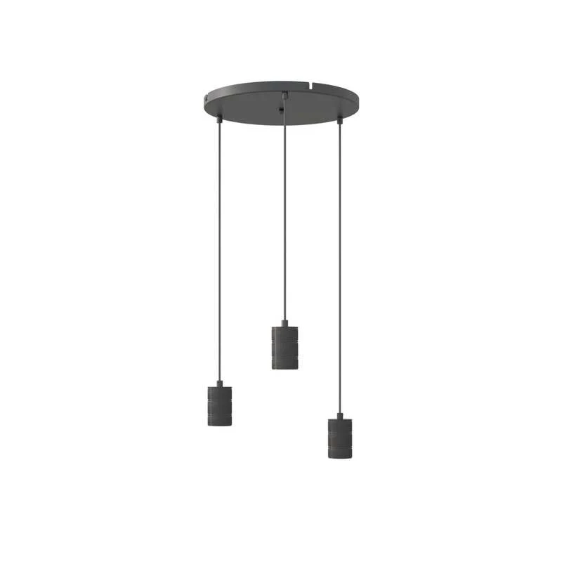B-Ware Calex Retro Pendelleuchte Hängeleuchte Hängelampe Leuchte rund 3-flg. schwarz