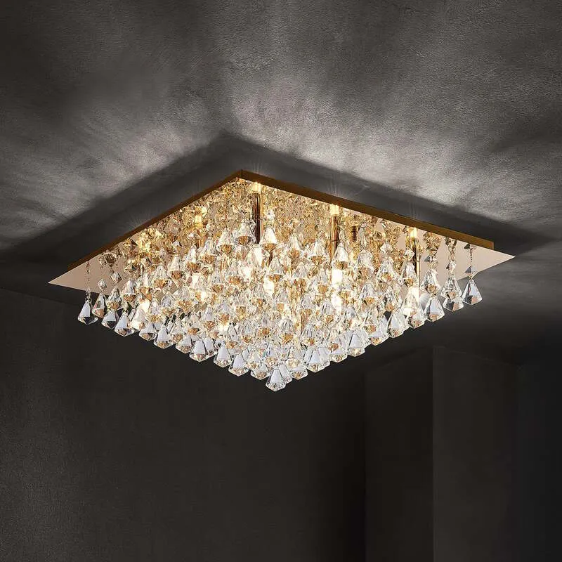 B-Ware Lindby Rimedia Kristall Deckenleuchte Deckenstrahler Gold 55 Cm Lampe Leuchte